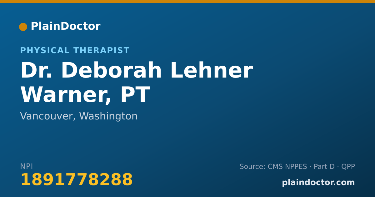 Shareable card for Deborah Lehner Warner, PT - Physical Therapist, Vancouver, WA