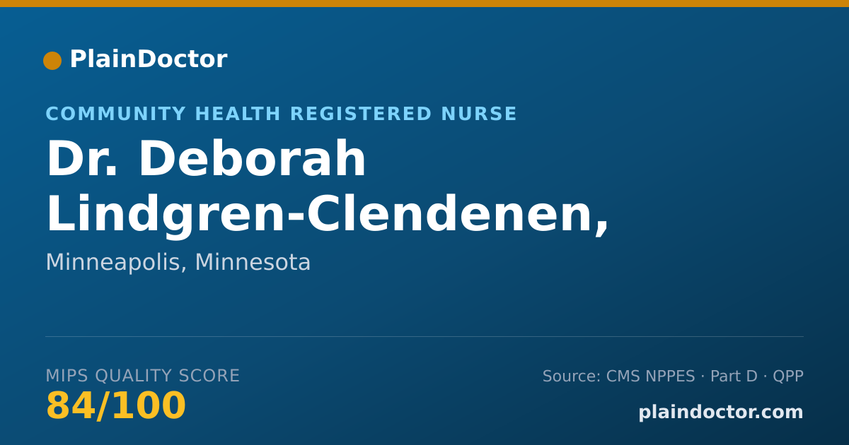 Shareable card for Deborah Lindgren-Clendenen, RN, MN, GNP-BC, APNP - Community Health Registered Nurse, Minneapolis, MN