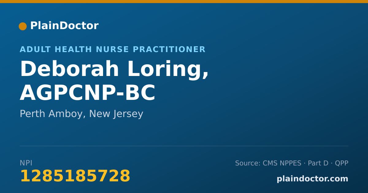 Shareable card for Deborah Loring, AGPCNP-BC - Adult Health Nurse Practitioner, Perth Amboy, NJ