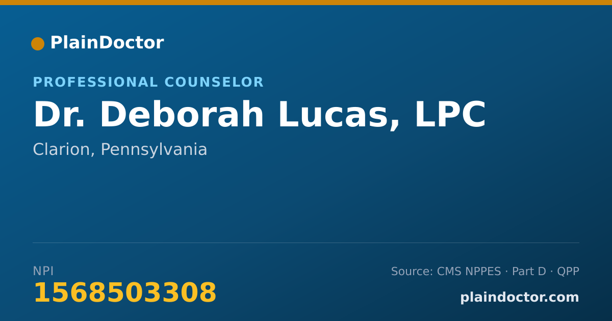 Shareable card for Deborah Lucas, LPC - Professional Counselor, Clarion, PA