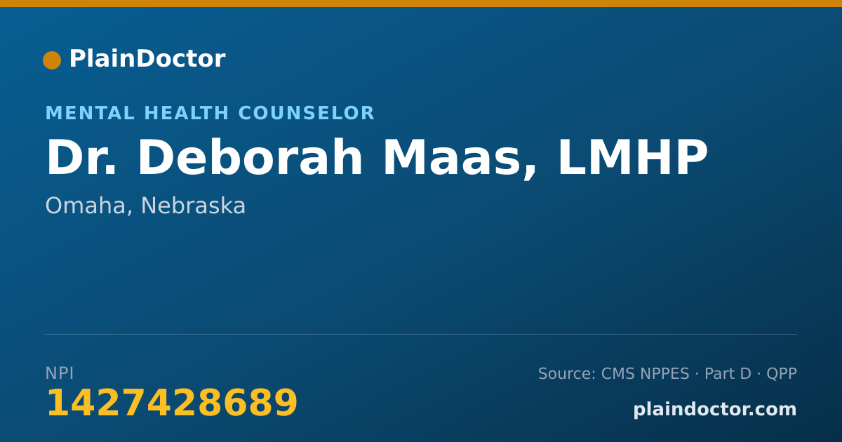 Shareable card for Deborah Maas, LMHP - Mental Health Counselor, Omaha, NE