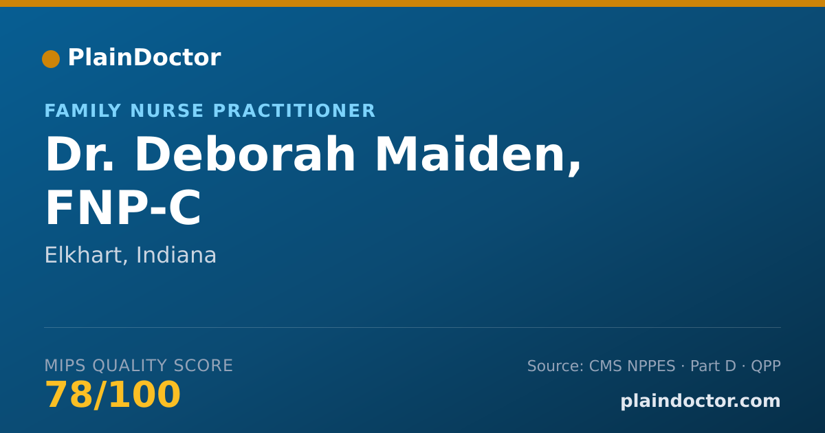 Shareable card for Deborah Maiden, FNP-C - Family Nurse Practitioner, Elkhart, IN