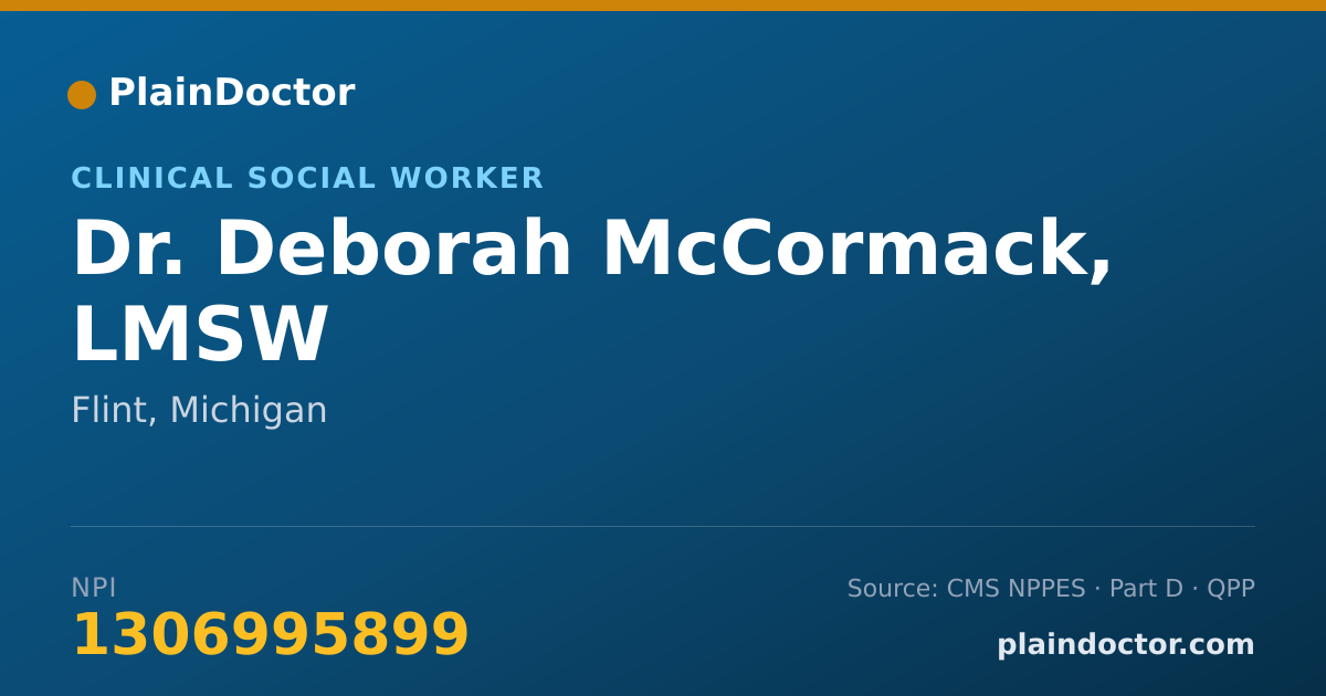 Shareable card for Deborah McCormack, LMSW - Clinical Social Worker, Flint, MI