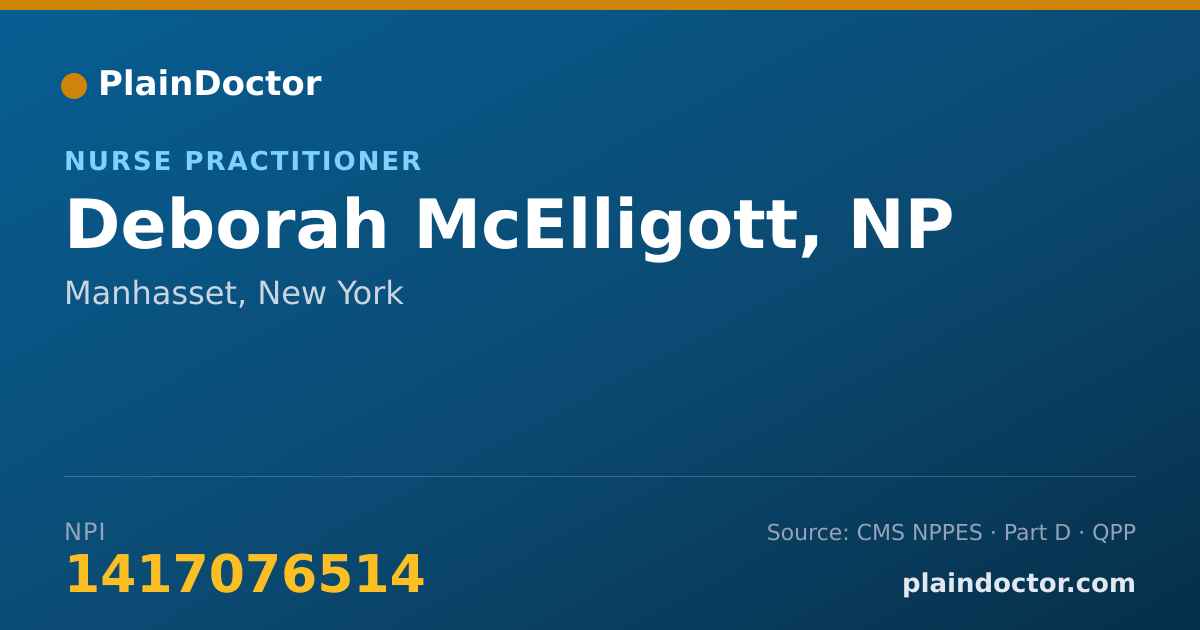Shareable card for Deborah McElligott, NP - Medical-Surgical Registered Nurse, Manhasset, NY