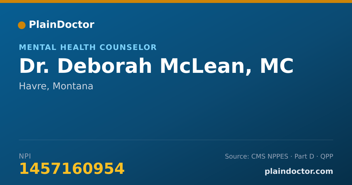 Shareable card for Deborah McLean, MC - Mental Health Counselor, Havre, MT