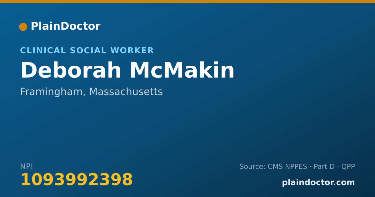 Shareable card for Deborah McMakin - Clinical Social Worker, Framingham, MA