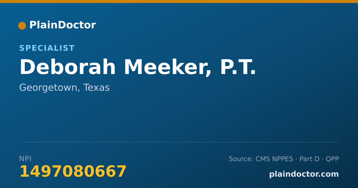 Shareable card for Deborah Meeker, P.T. - Specialist, Georgetown, TX