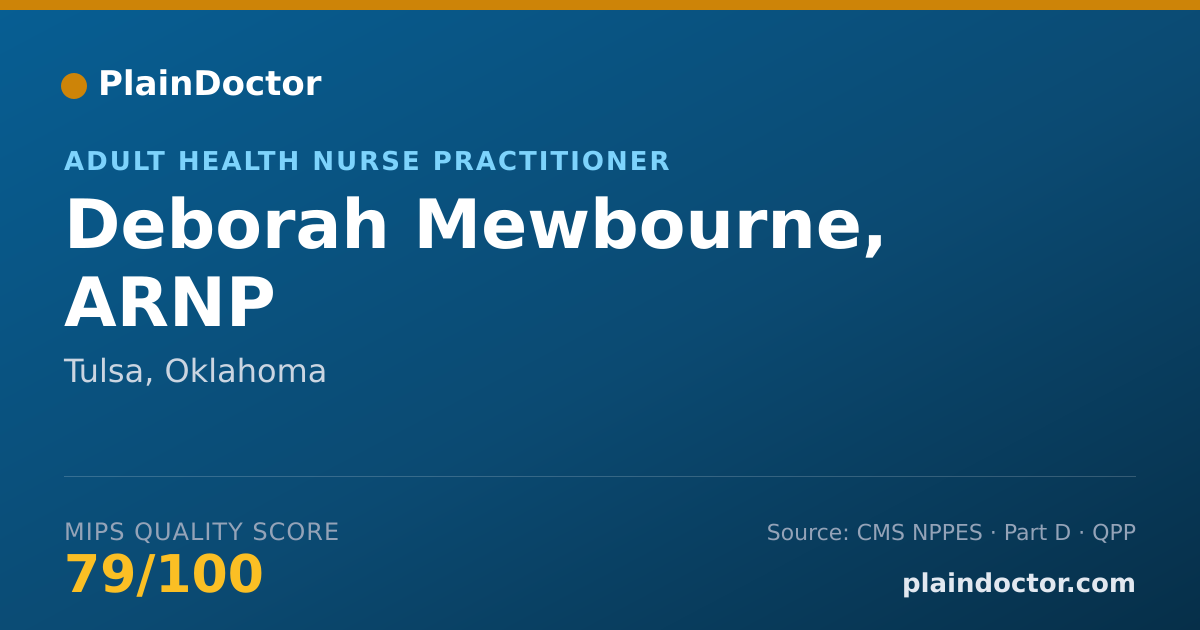 Shareable card for Deborah Mewbourne, ARNP - Adult Health Nurse Practitioner, Tulsa, OK