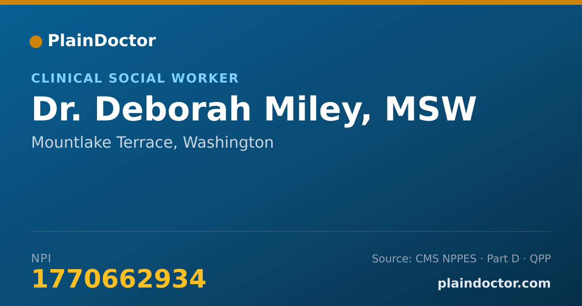 Shareable card for Deborah Miley, MSW - Clinical Social Worker, Mountlake Terrace, WA