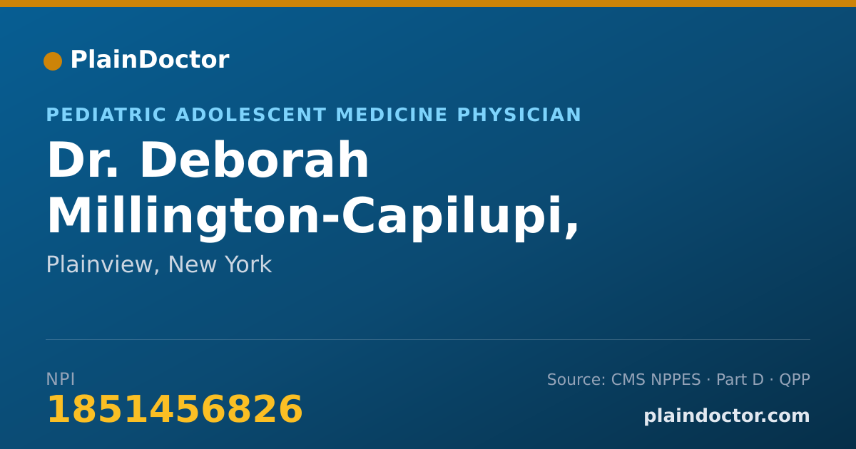 Shareable card for Deborah Millington-Capilupi, M.D. - Pediatric Adolescent Medicine Physician, Plainview, NY