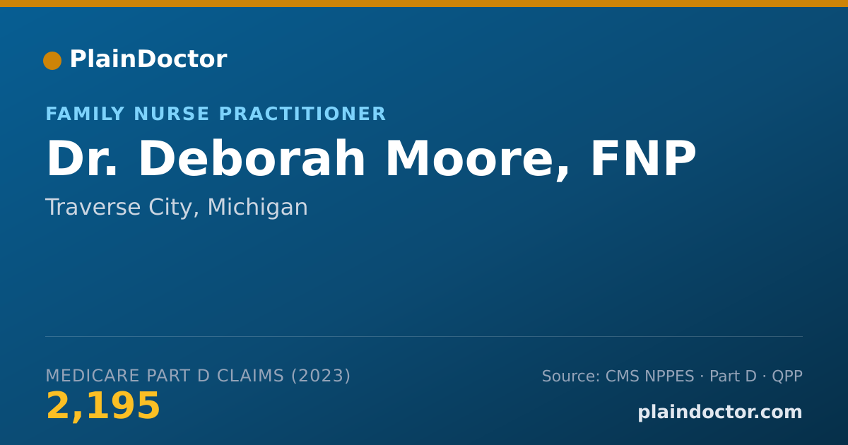 Shareable card for Deborah Moore, FNP - Family Nurse Practitioner, Traverse City, MI