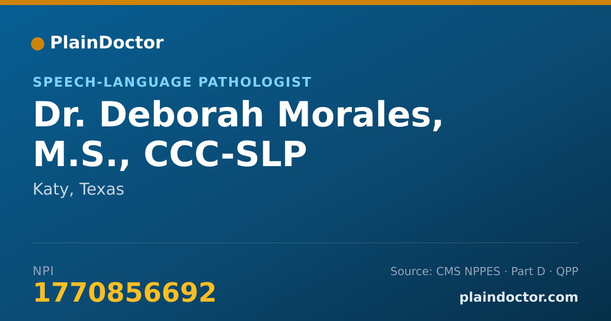 Shareable card for Deborah Morales, M.S., CCC-SLP - Speech-Language Pathologist, Katy, TX