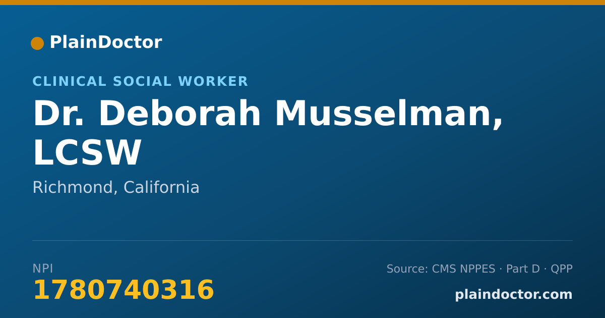 Shareable card for Deborah Musselman, LCSW - Clinical Social Worker, Richmond, CA