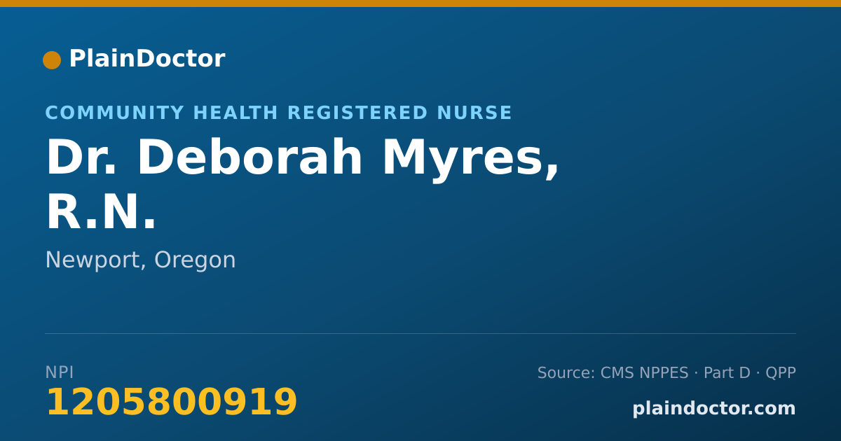 Shareable card for Deborah Myres, R.N. - Community Health Registered Nurse, Newport, OR