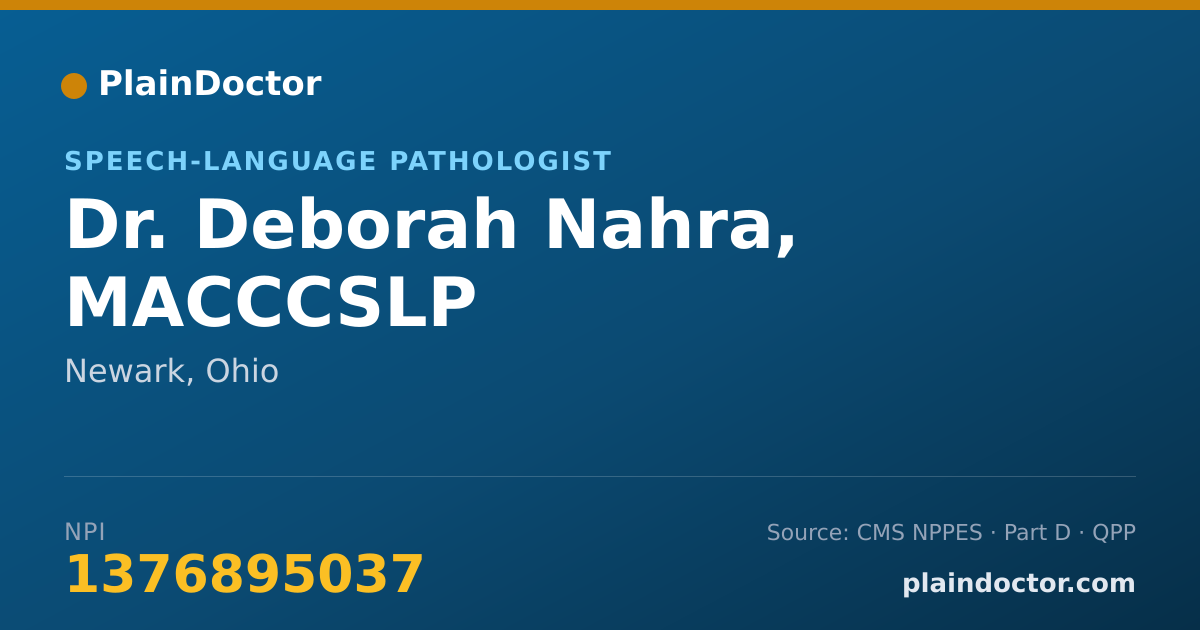 Shareable card for Deborah Nahra, MACCCSLP - Speech-Language Pathologist, Newark, OH
