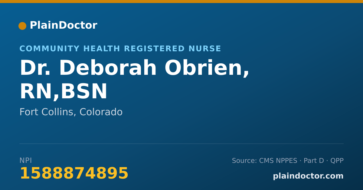 Shareable card for Deborah Obrien, RN,BSN - Community Health Registered Nurse, Fort Collins, CO