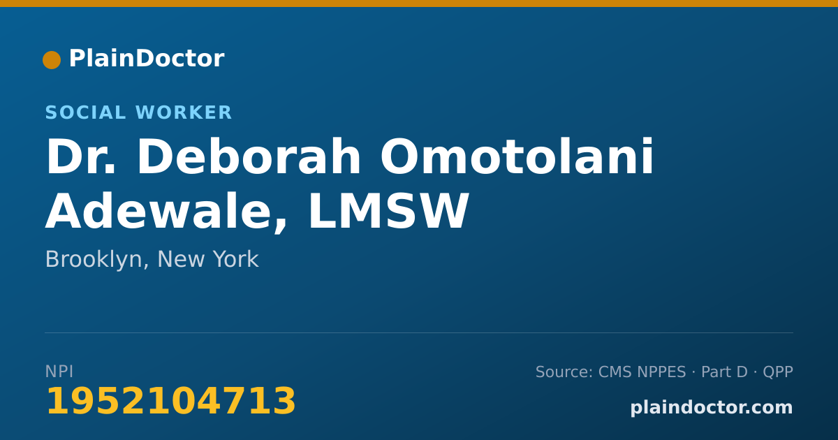 Shareable card for Deborah Omotolani Adewale, LMSW - Social Worker, Brooklyn, NY