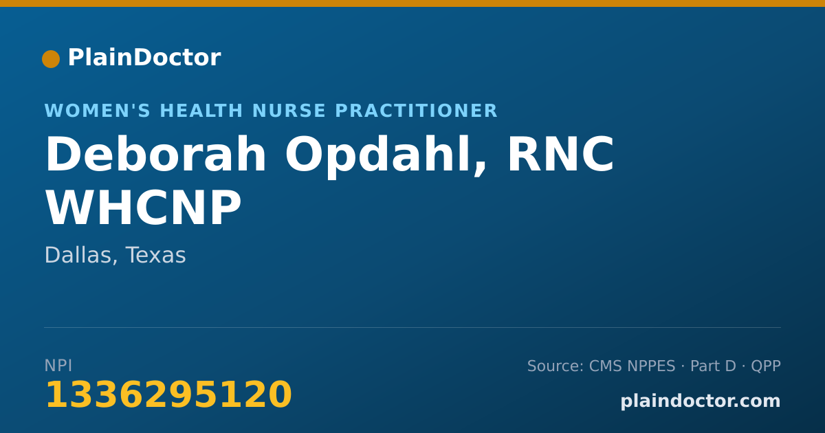 Shareable card for Deborah Opdahl, RNC WHCNP - Women's Health Nurse Practitioner, Dallas, TX