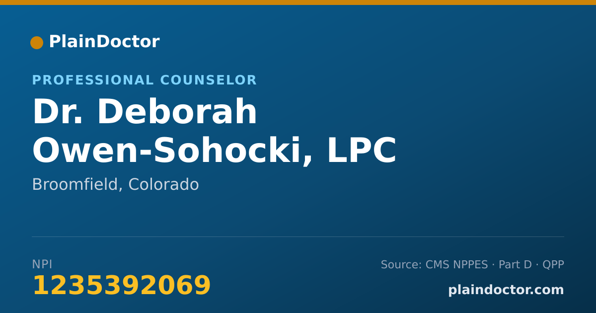 Shareable card for Deborah Owen-Sohocki, LPC - Professional Counselor, Broomfield, CO
