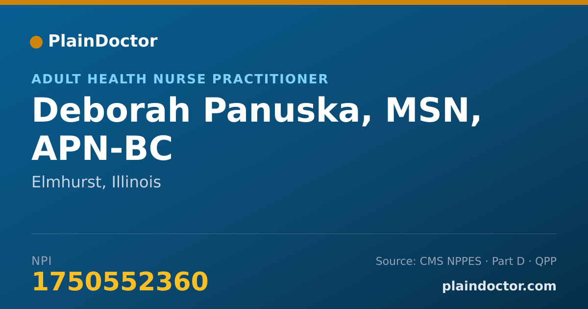 Shareable card for Deborah Panuska, MSN, APN-BC - Adult Health Nurse Practitioner, Elmhurst, IL