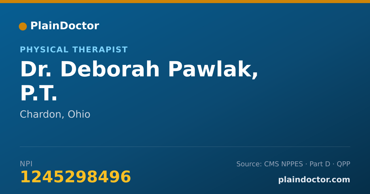 Shareable card for Deborah Pawlak, P.T. - Physical Therapist, Chardon, OH