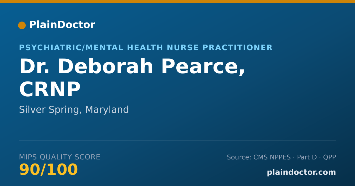 Shareable card for Deborah Pearce, CRNP - Psychiatric/Mental Health Nurse Practitioner, Silver Spring, MD