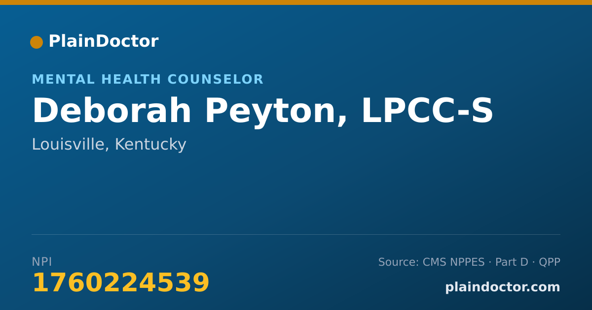 Shareable card for Deborah Peyton, LPCC-S - Mental Health Counselor, Louisville, KY
