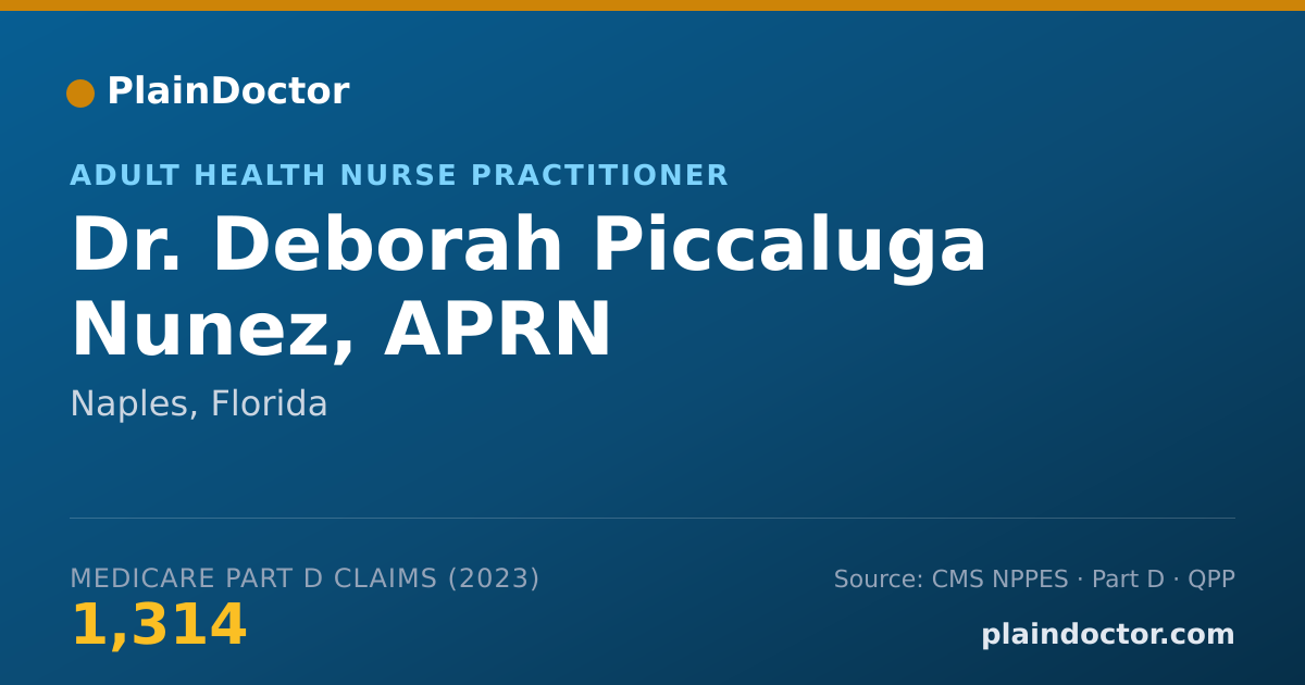Shareable card for Deborah Piccaluga Nunez, APRN - Adult Health Nurse Practitioner, Naples, FL