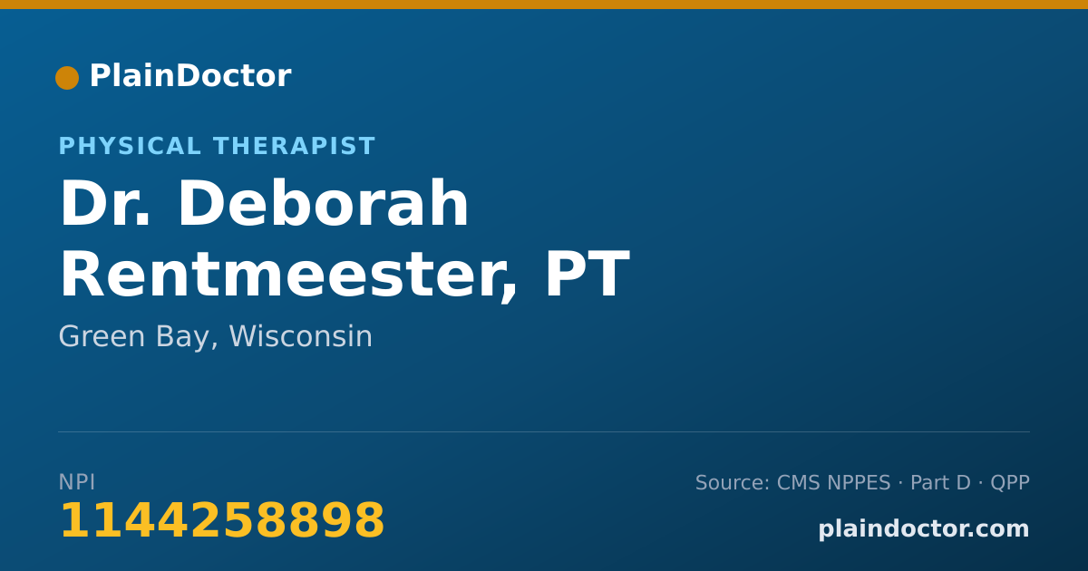 Shareable card for Deborah Rentmeester, PT - Physical Therapist, Green Bay, WI