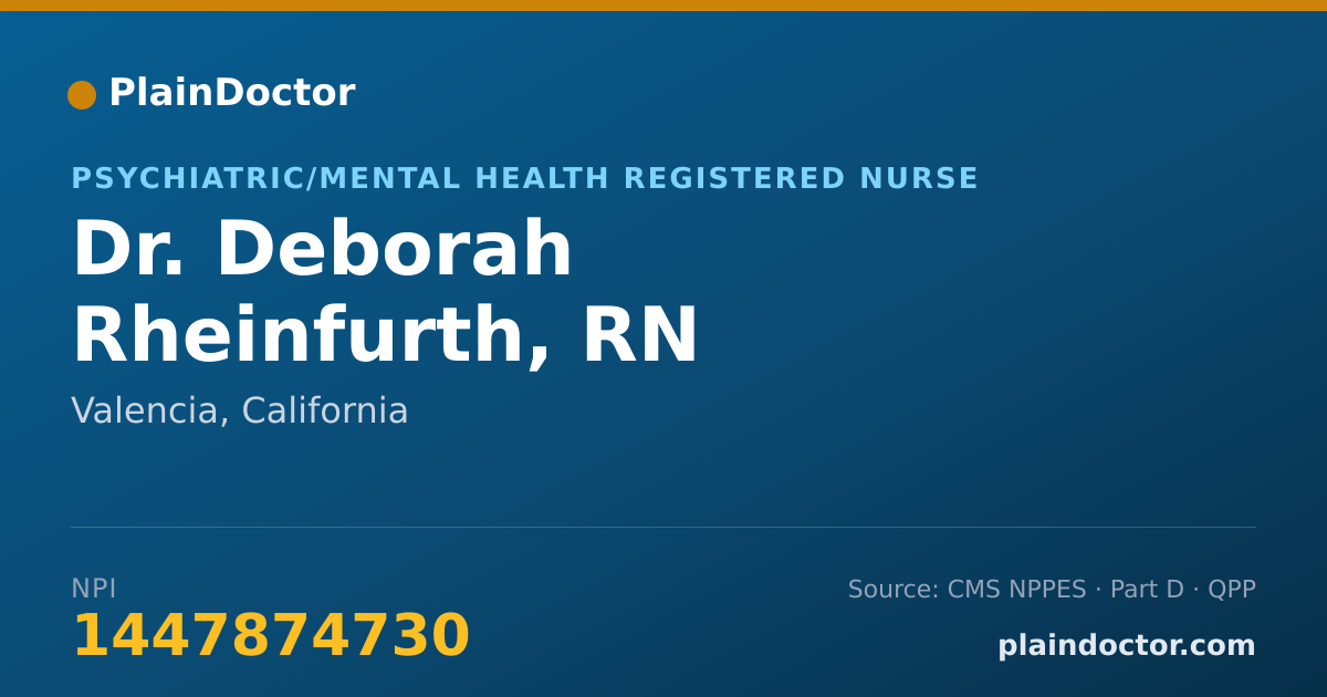 Shareable card for Deborah Rheinfurth, RN - Psychiatric/Mental Health Registered Nurse, Valencia, CA