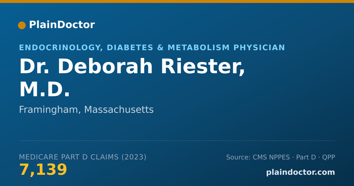 Shareable card for Deborah Riester, M.D. - Endocrinology, Diabetes & Metabolism Physician, Framingham, MA