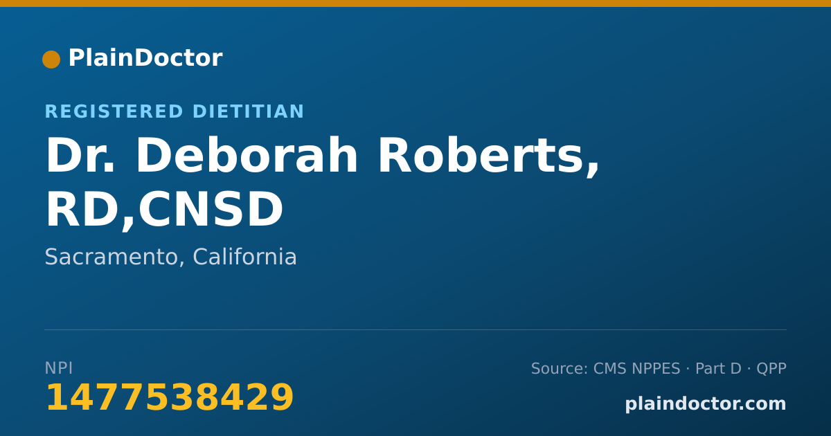 Shareable card for Deborah Roberts, RD,CNSD - Registered Dietitian, Sacramento, CA