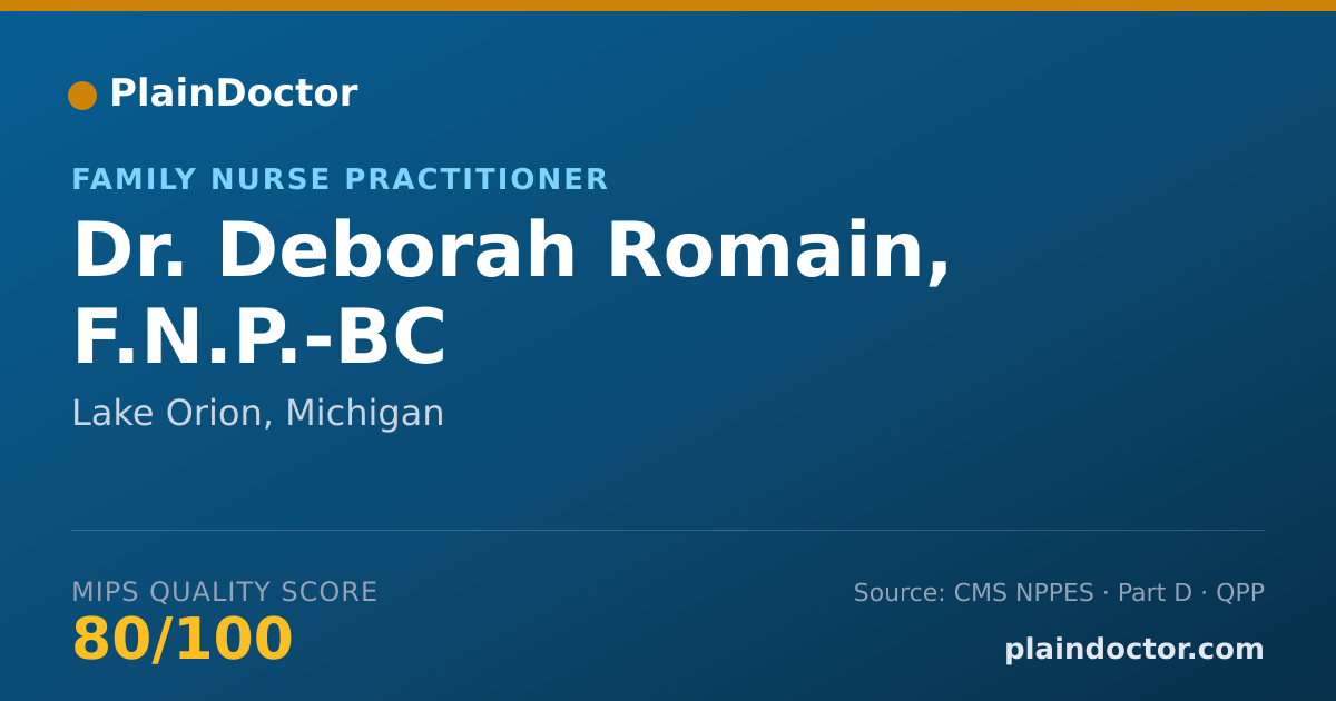 Shareable card for Deborah Romain, F.N.P.-BC - Family Nurse Practitioner, Lake Orion, MI