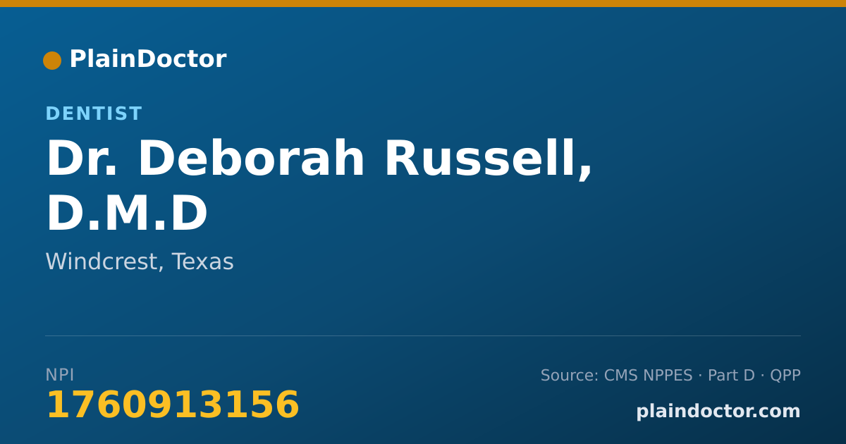Shareable card for Deborah Russell, D.M.D - Dentist, Windcrest, TX
