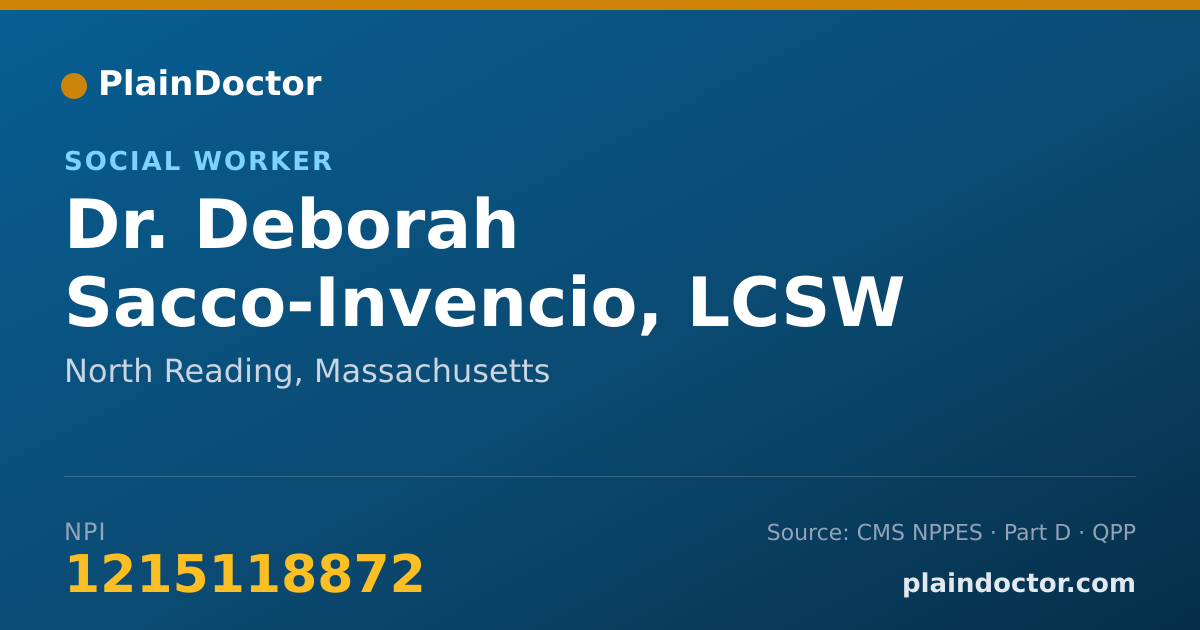 Shareable card for Deborah Sacco-Invencio, LCSW - Social Worker, North Reading, MA