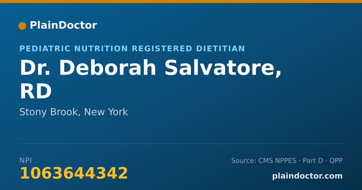 Shareable card for Deborah Salvatore, RD - Pediatric Nutrition Registered Dietitian, Stony Brook, NY