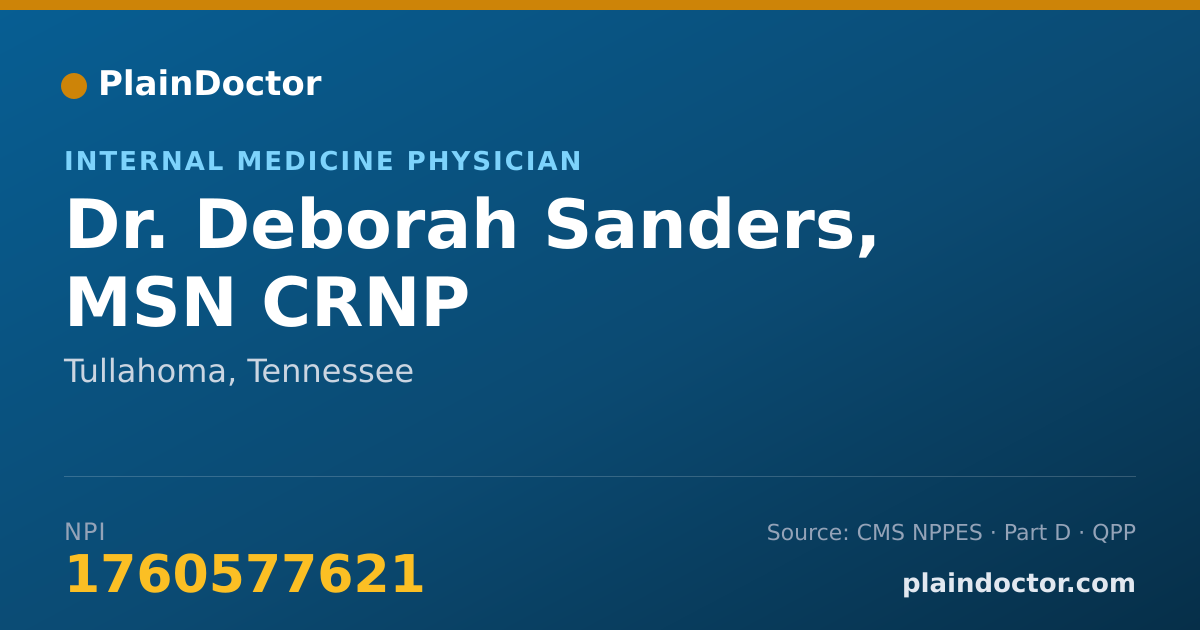 Shareable card for Deborah Sanders, MSN CRNP - Internal Medicine Physician, Tullahoma, TN