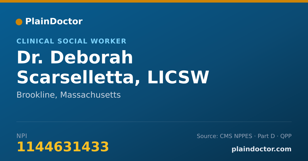 Shareable card for Deborah Scarselletta, LICSW - Clinical Social Worker, Brookline, MA