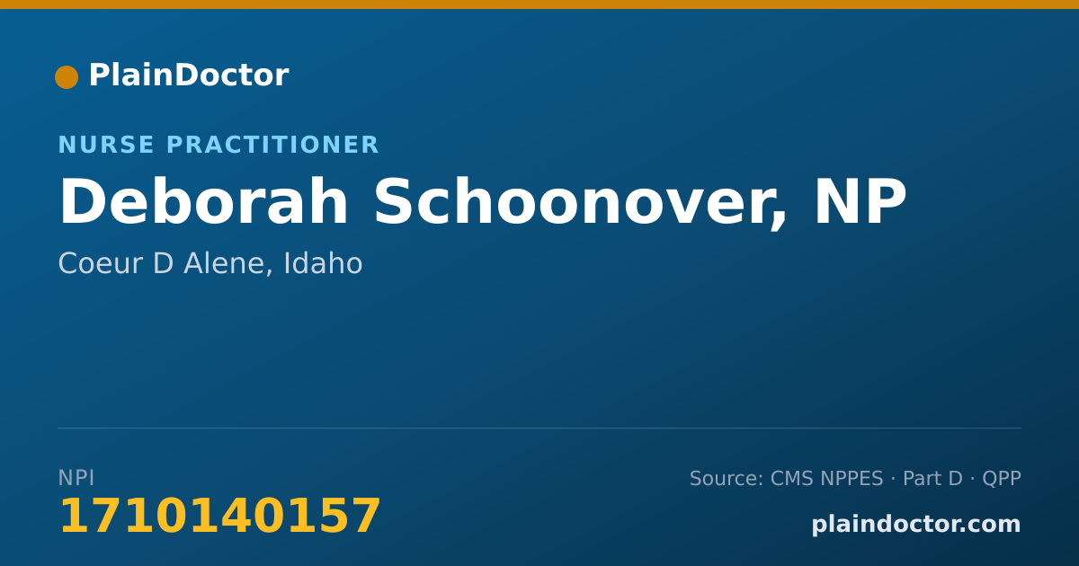 Shareable card for Deborah Schoonover, NP - Nurse Practitioner, Coeur D Alene, ID