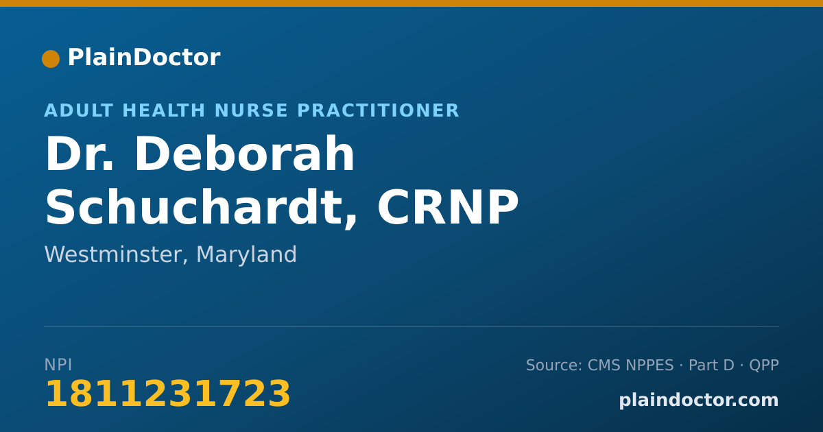 Shareable card for Deborah Schuchardt, CRNP - Adult Health Nurse Practitioner, Westminster, MD