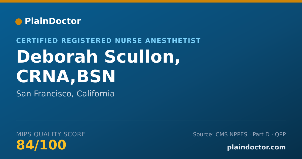 Shareable card for Deborah Scullon, CRNA,BSN - Registered Nurse, San Francisco, CA