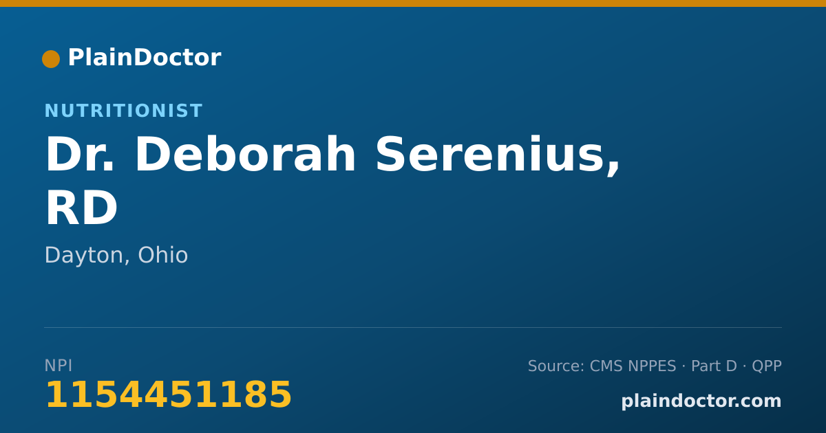 Shareable card for Deborah Serenius, RD - Nutritionist, Dayton, OH