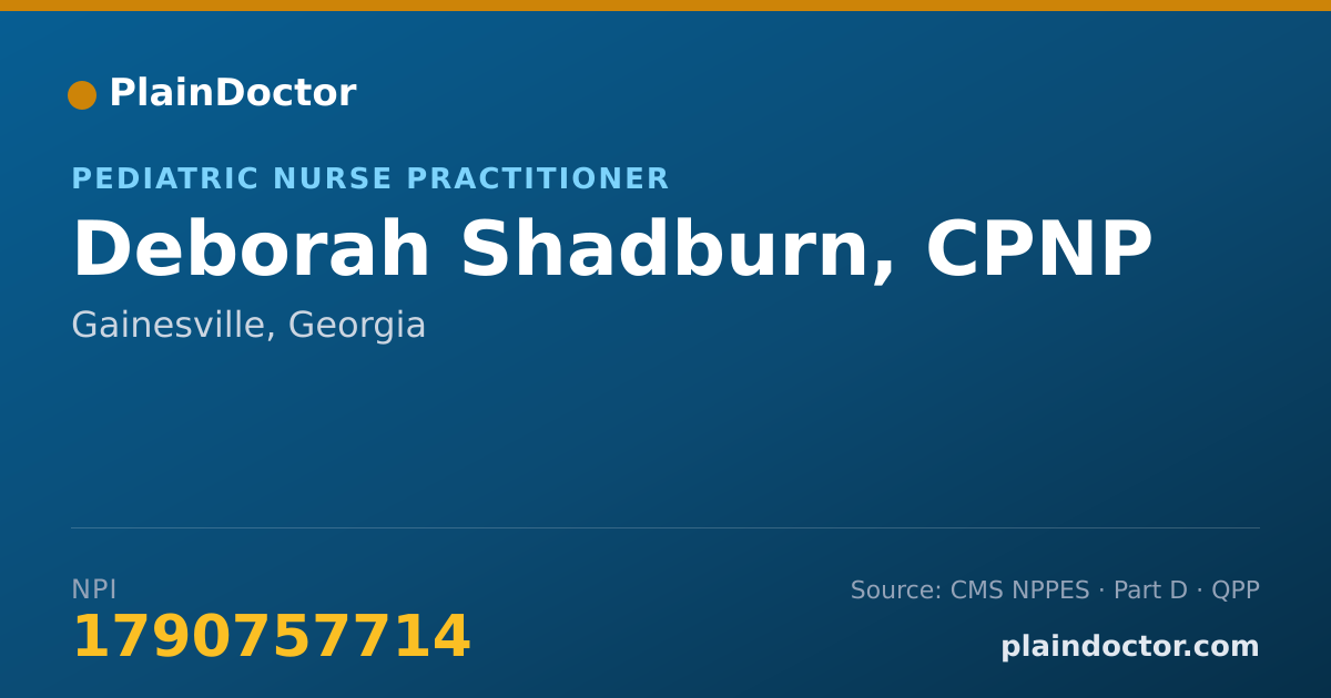 Shareable card for Deborah Shadburn, CPNP - Pediatric Nurse Practitioner, Gainesville, GA