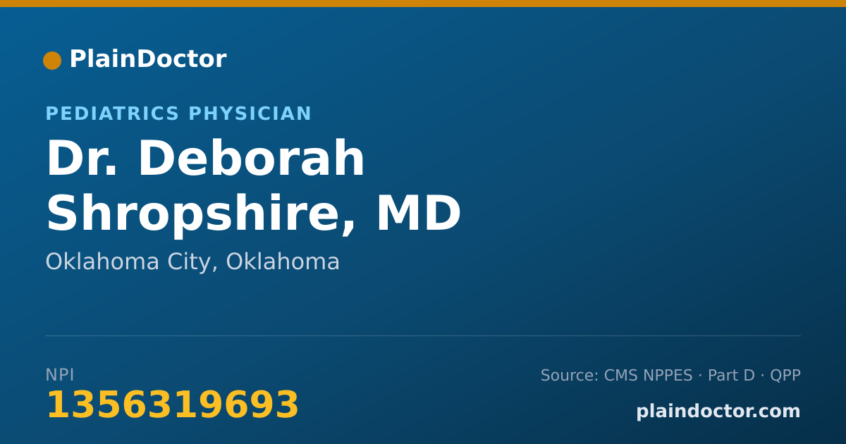 Shareable card for Deborah Shropshire, MD - Pediatrics Physician, Oklahoma City, OK