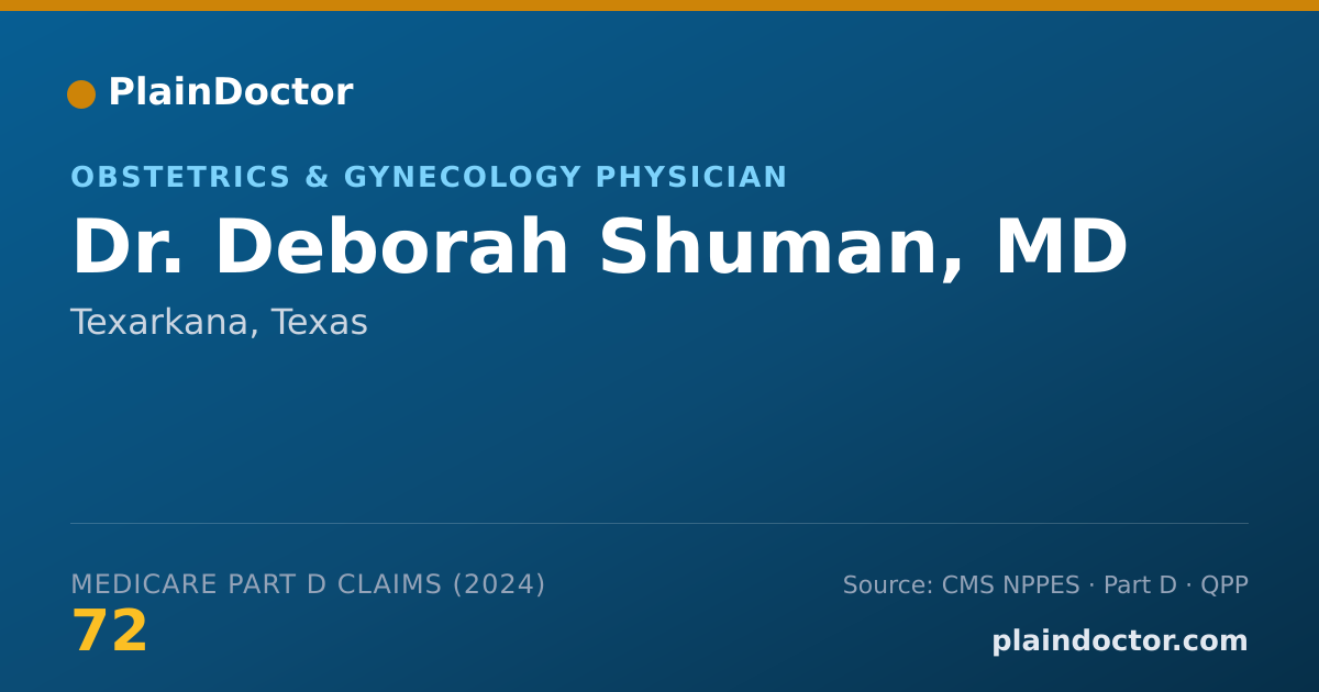 Shareable card for Deborah Shuman, MD - Obstetrics & Gynecology Physician, Texarkana, TX