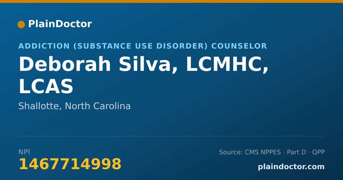 Shareable card for Deborah Silva, LCMHC, LCAS - Addiction (Substance Use Disorder) Counselor, Shallotte, NC