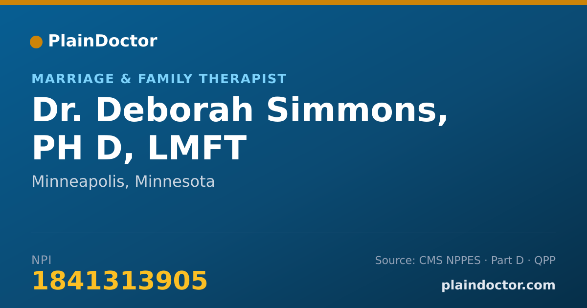 Shareable card for Deborah Simmons, PH D, LMFT - Marriage & Family Therapist, Minneapolis, MN