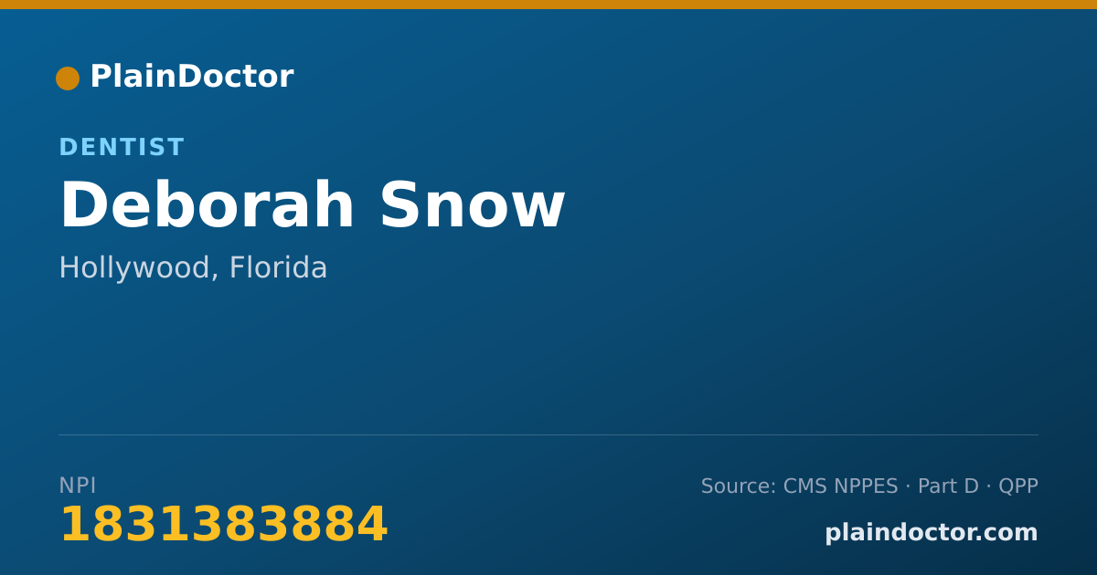Shareable card for Deborah Snow - Dentist, Hollywood, FL