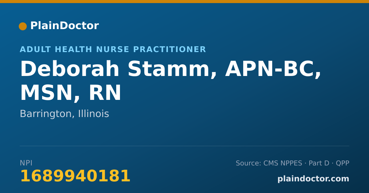 Shareable card for Deborah Stamm, APN-BC, MSN, RN - Adult Health Nurse Practitioner, Barrington, IL