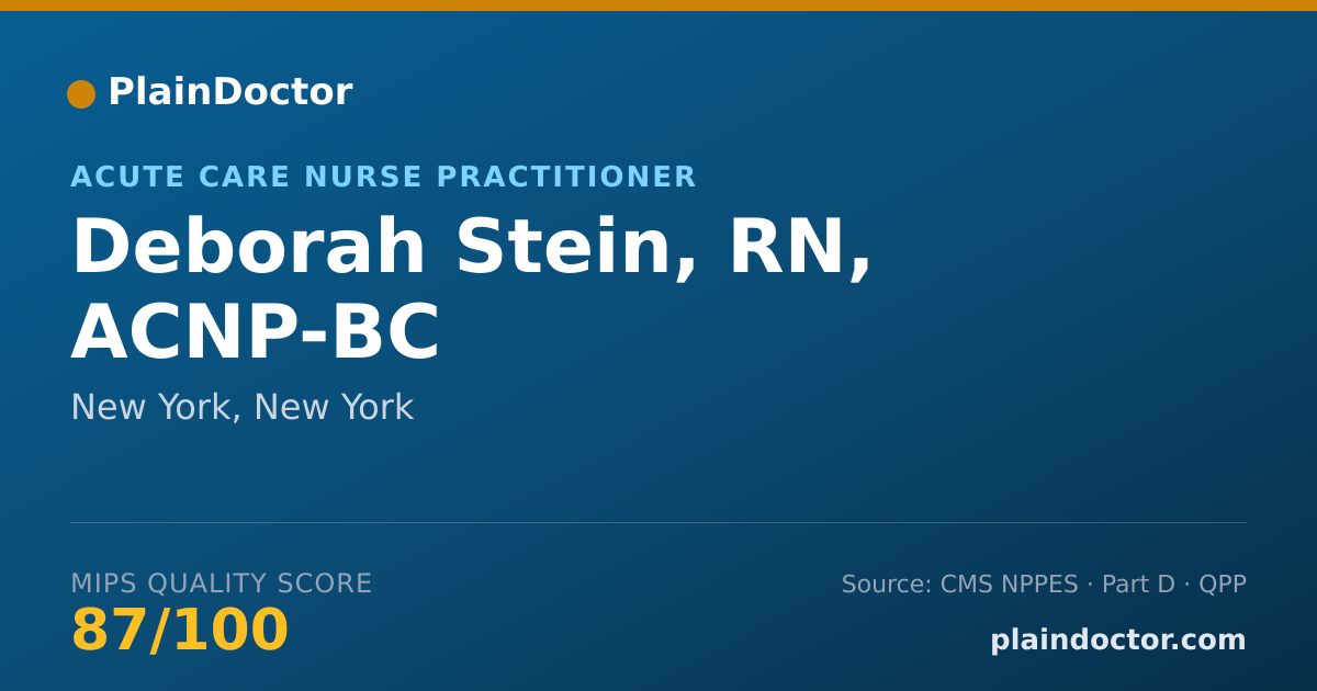 Shareable card for Deborah Stein, RN, ACNP-BC - Acute Care Nurse Practitioner, New York, NY